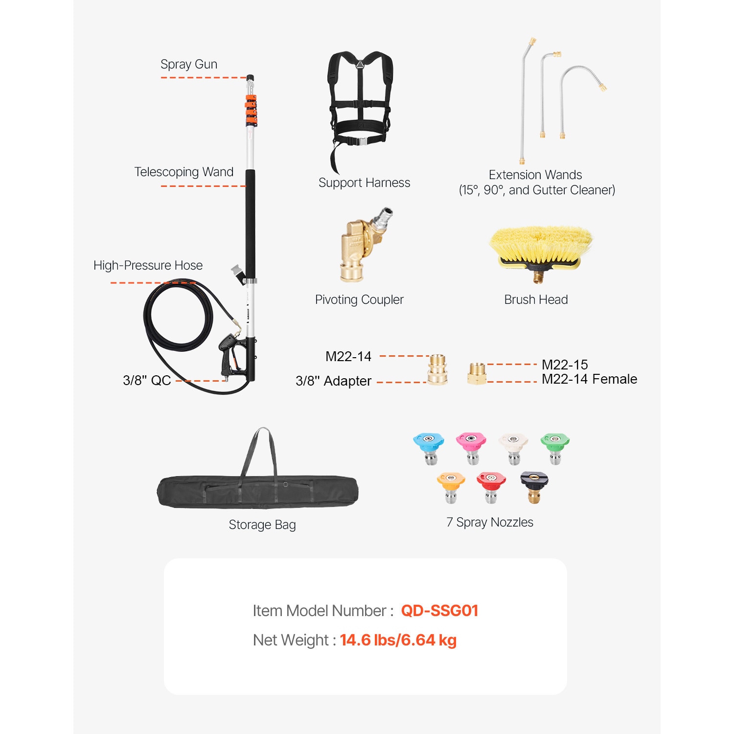 Pressure Washer Telescoping Wand For Pool Cleaning Brush Head_voghion.com